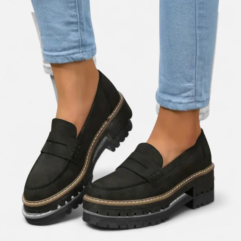 Mocassins orthopédiques femme à enfiler, semelle antidérapante, noir