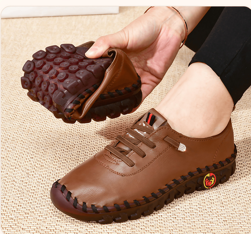 Mocassins orthopédiques femme à semelle antidérapante, six coloris, marron