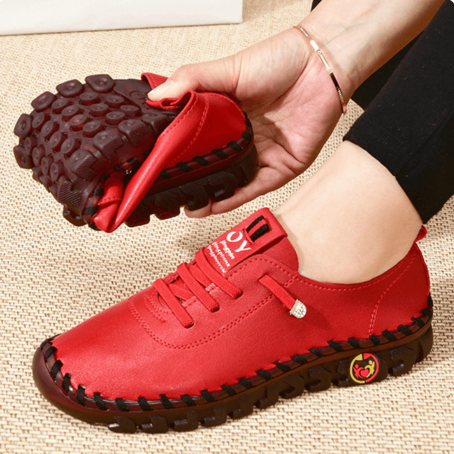 Mocassins orthopédiques femme à semelle antidérapante, six coloris, rouge