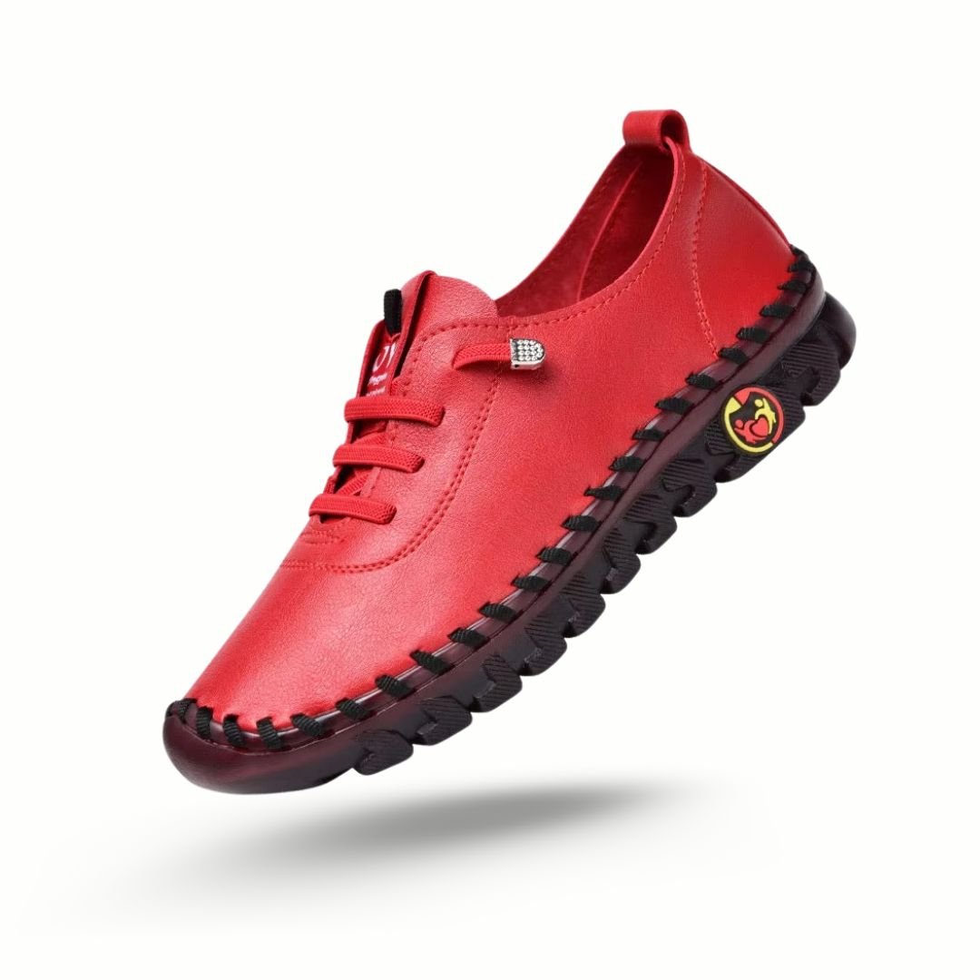 Mocassins orthopédiques femme, soutien de la voûte plantaire, rouge
