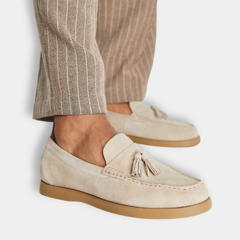 Mocassins homme à pampilles, coloris kaki, du 38 au 45