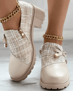 Mocassins femme à talon bloc, bout arrondi, noir ou beige