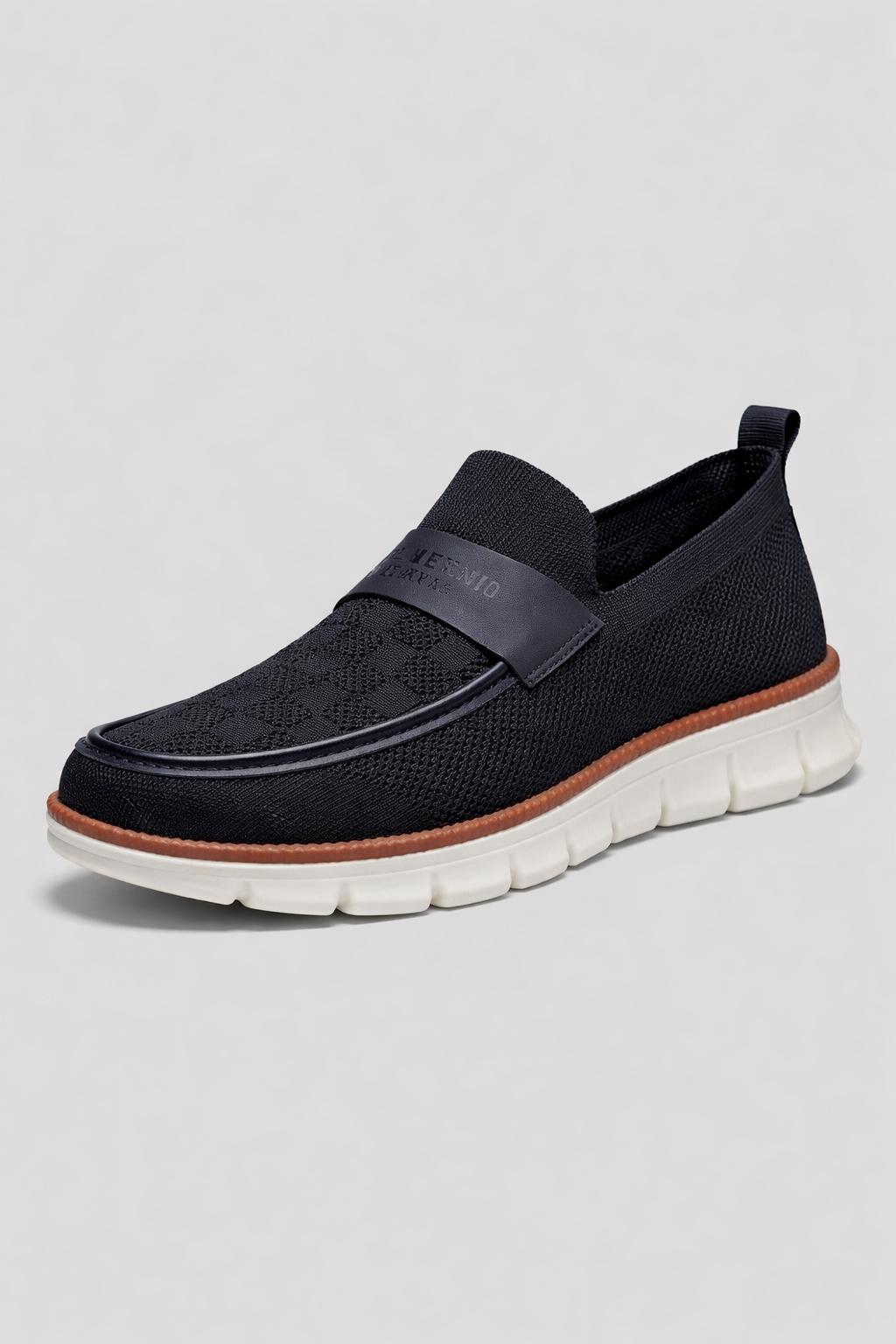 Mocassins tissés homme sans lacets, semelle épaisse crantée