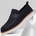 Mocassins tissés homme sans lacets, semelle épaisse crantée, noir