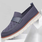 Mocassins tissés homme sans lacets, semelle épaisse crantée, bleu