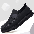 Mocassins tissés homme sans lacets, semelle épaisse crantée, noir, semelle noire
