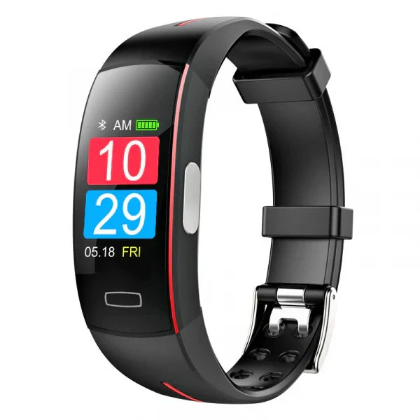 Bracelet connecté à écran 0,96 pouce, étanche IP67, Bluetooth, noir et rouge