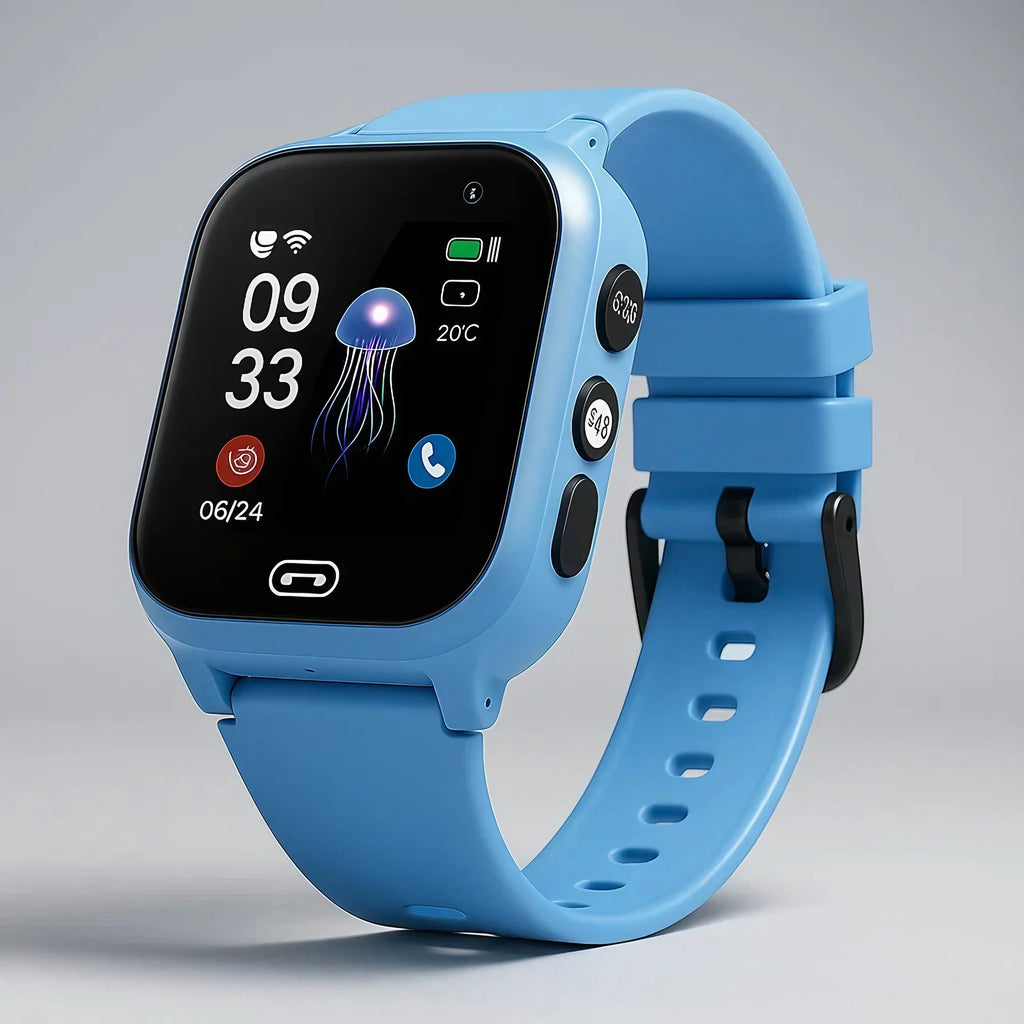 Montre connectée enfant GPS 4G avec appel vidéo et SOS, bleu