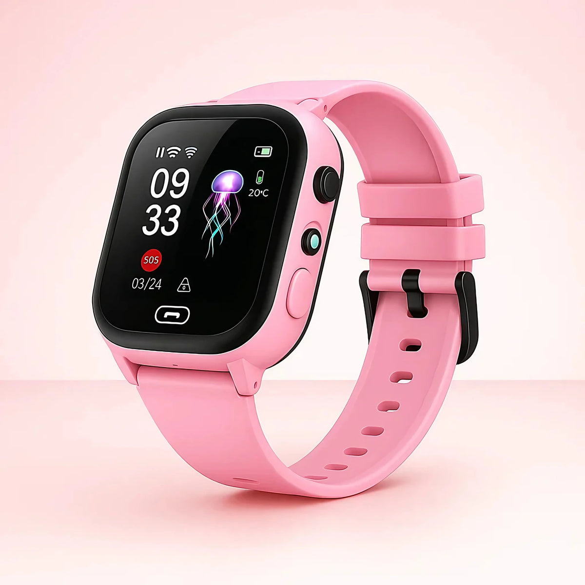 Montre connectée enfant GPS 4G avec appel vidéo et SOS, rose