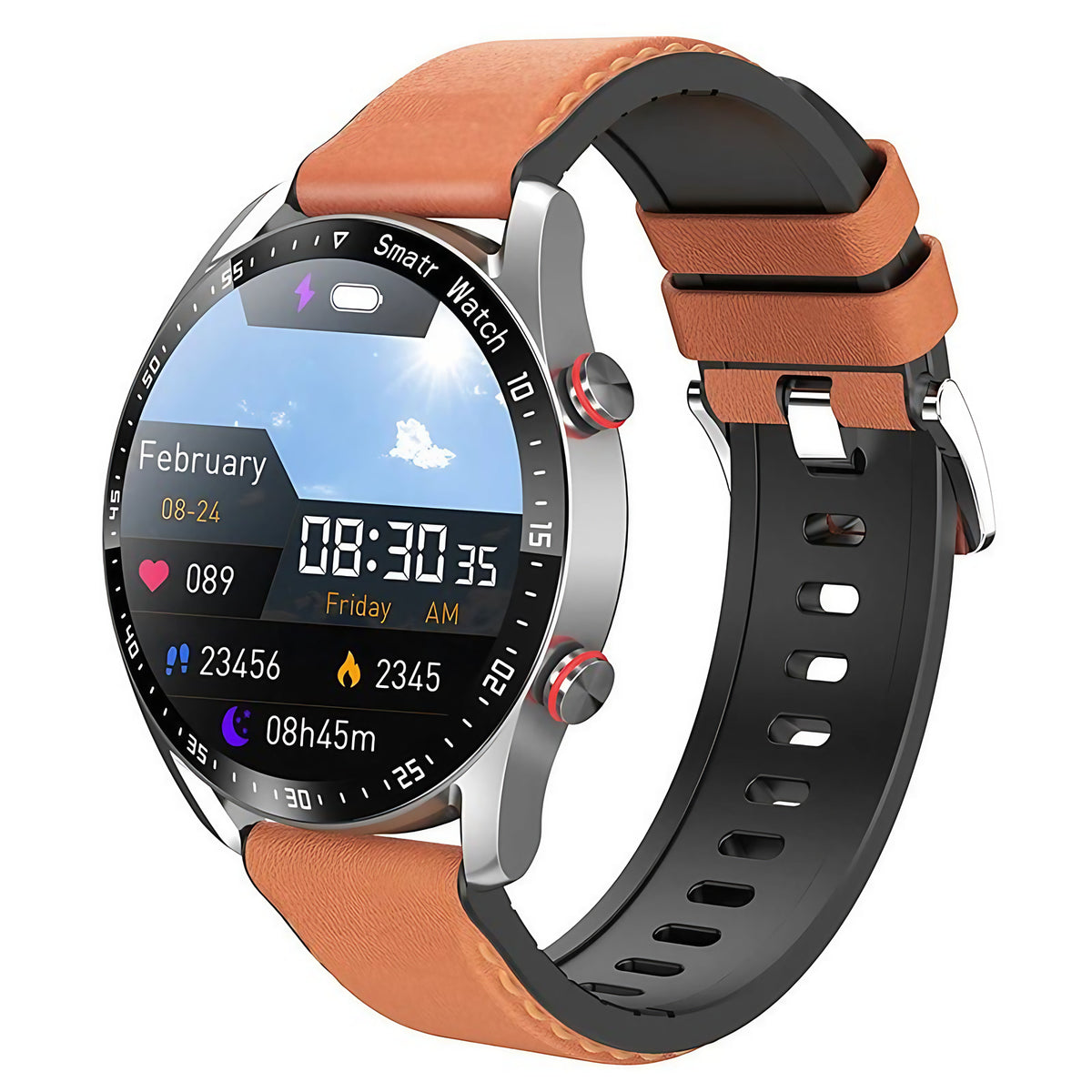 Montre connectée homme, bracelet acier, cuir ou silicone