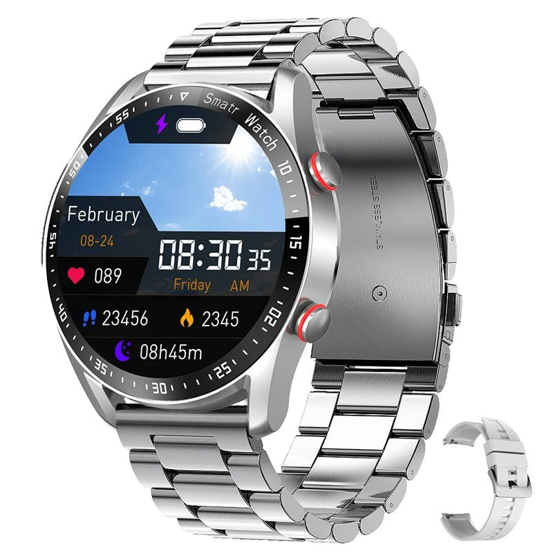 Montre connectée homme, bracelet acier, cuir ou silicone
