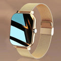 Montre connectée femme Bluetooth, dorée, rose, noire ou argentée, doré