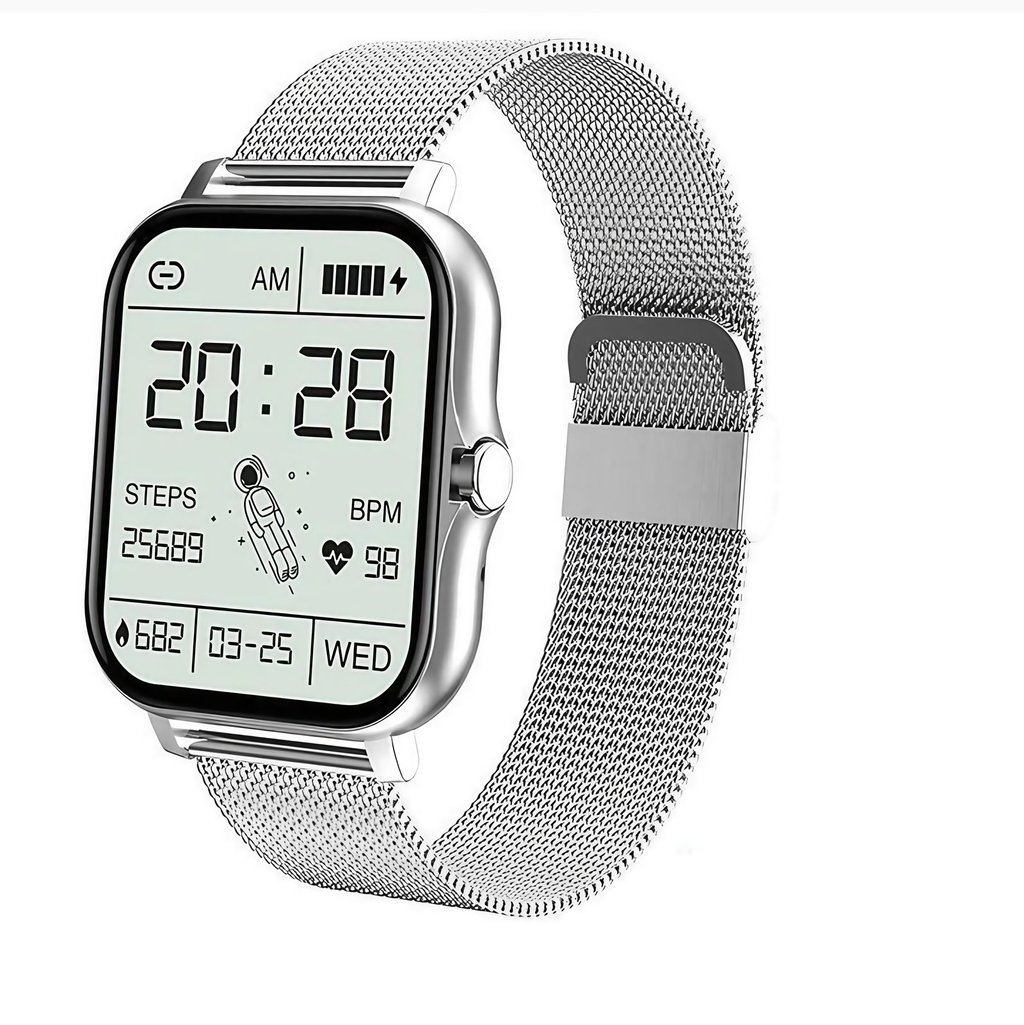 Montre connectée femme Bluetooth, dorée, rose, noire ou argentée, argenté