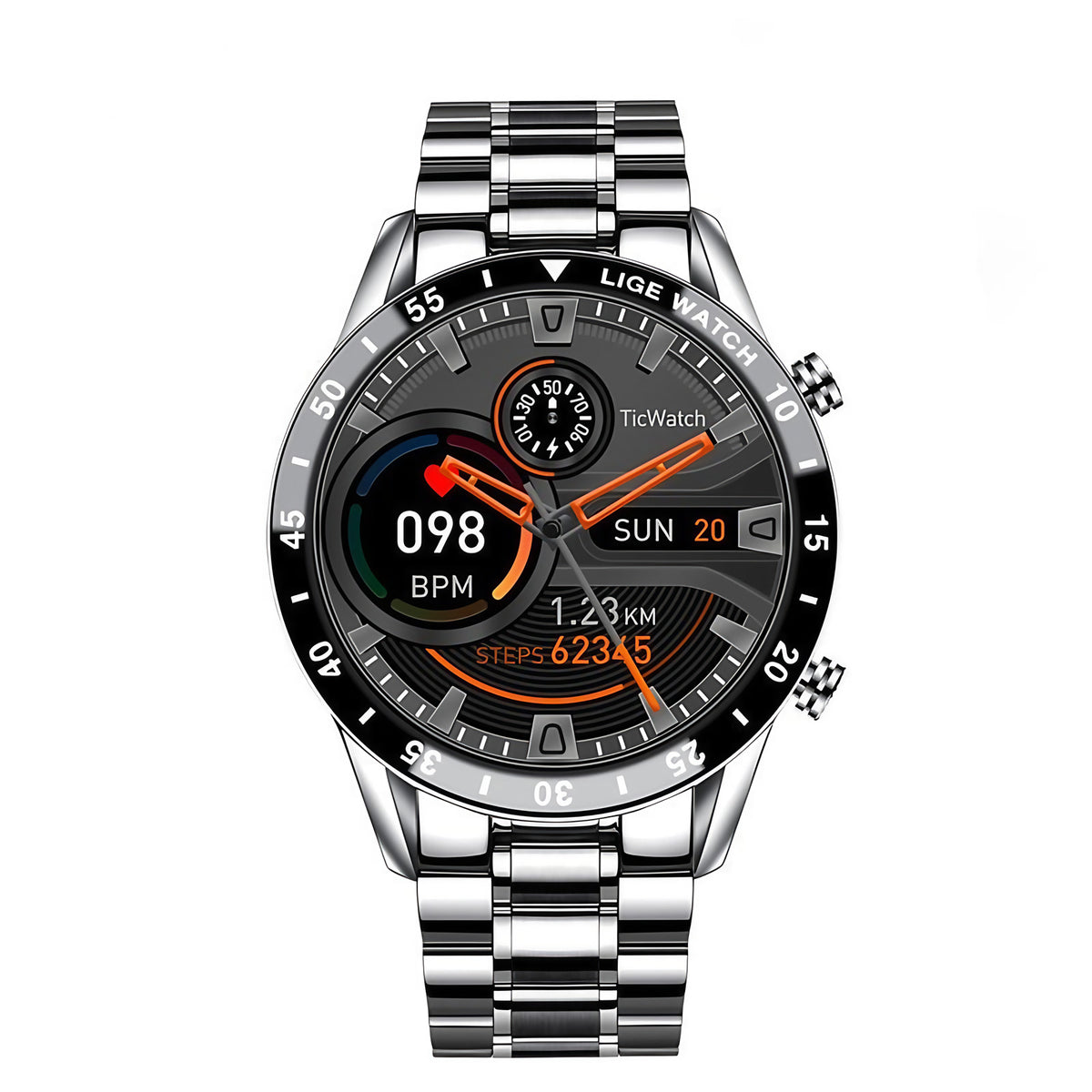 Montre connectée 4G à écran Amoled, étanche IP68, argenté