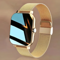Montre connectée écran 1,83 pouces, appels Bluetooth, unisexe, doré, avec bracelet supplémentaire