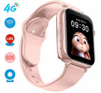 Montre GPS 4G enfant à cadran carré, bracelet en silicone