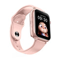 Montre GPS 4G enfant à cadran carré, bracelet en silicone, rose