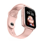 Montre GPS 4G enfant à cadran carré, bracelet en silicone, rose