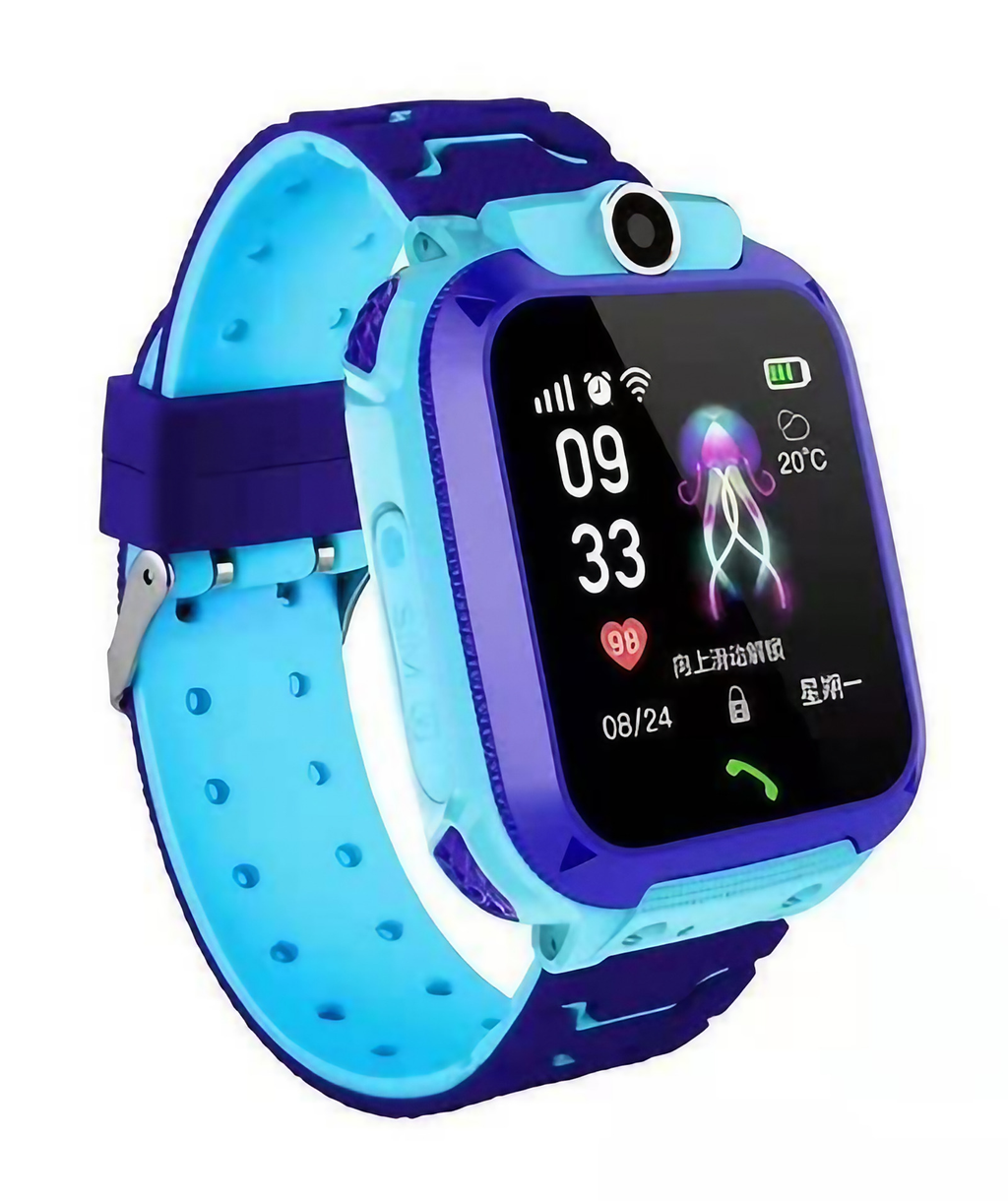 Montre GPS enfant avec bouton SOS et appels, trois coloris, bleu