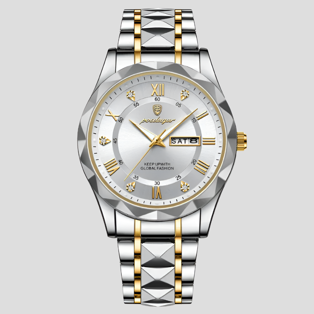 Montre homme à quartz avec date et cadran lumineux, six coloris, argenté
