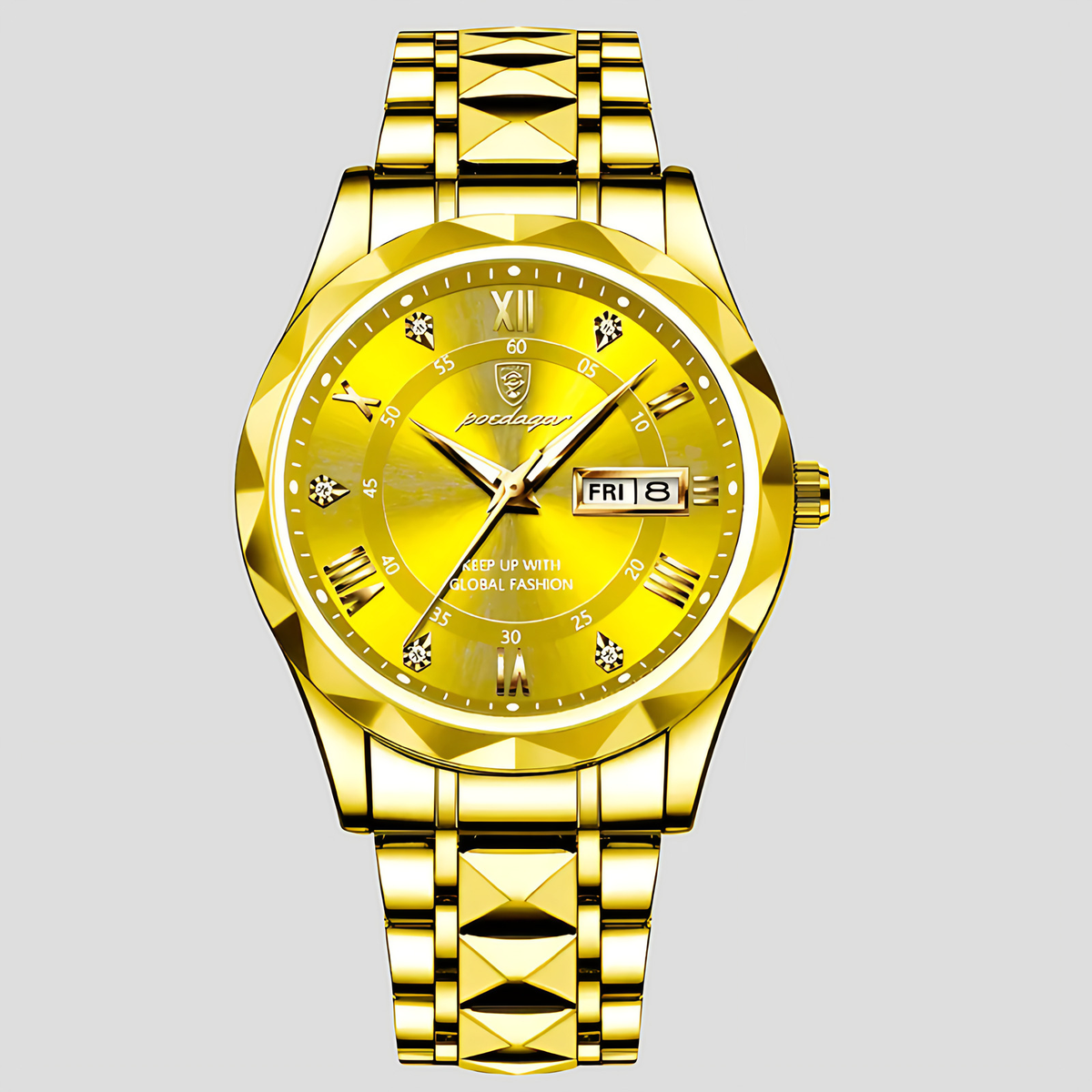 Montre homme à quartz avec date et cadran lumineux, six coloris, doré