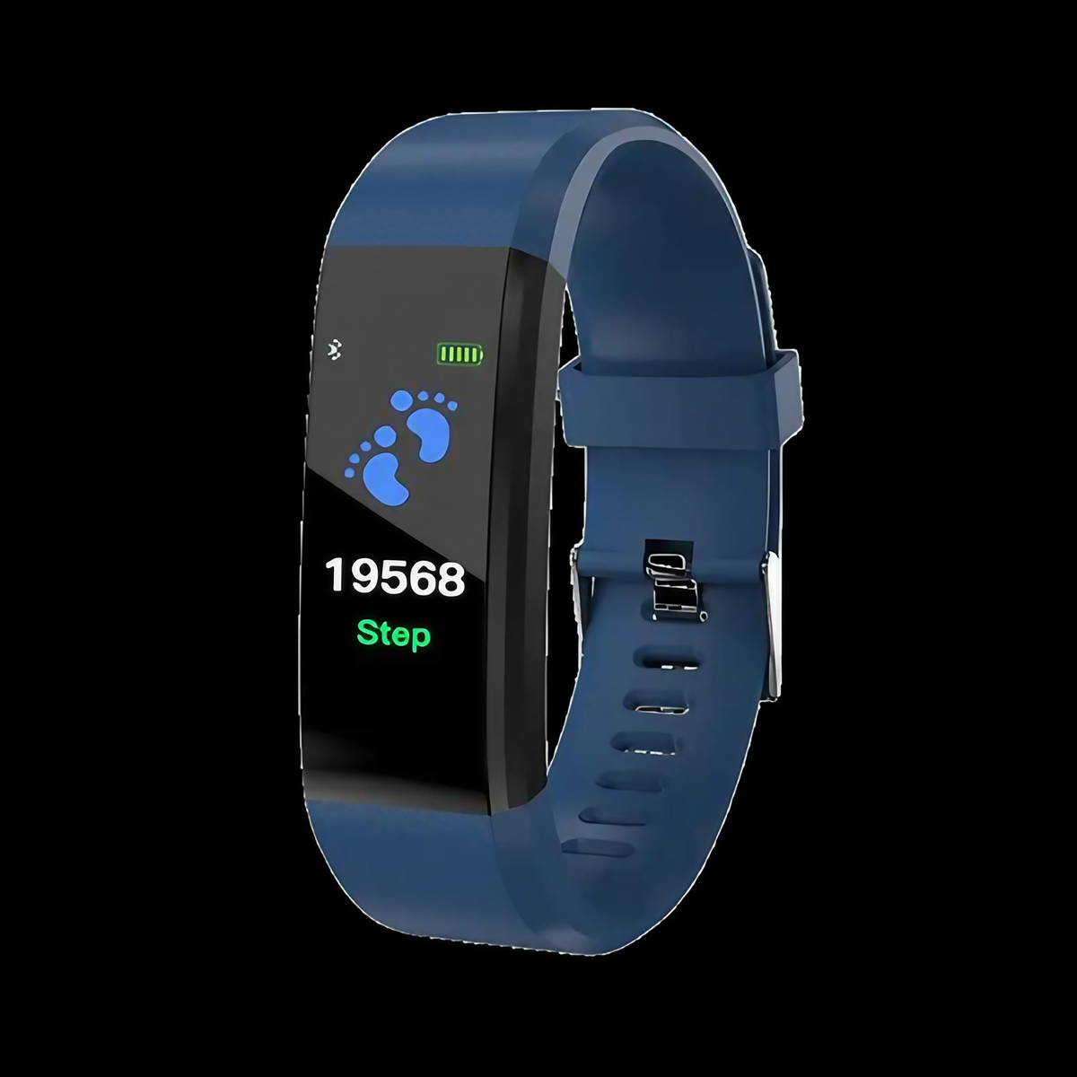 Montre connectée seniors à grand écran LED, recharge USB, bleu