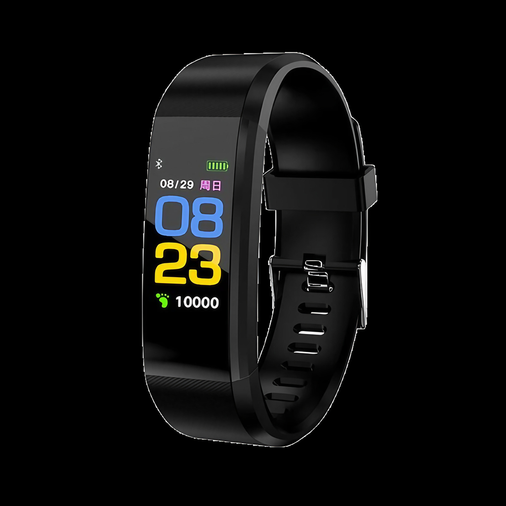 Montre connectée seniors à grand écran LED, recharge USB, noir