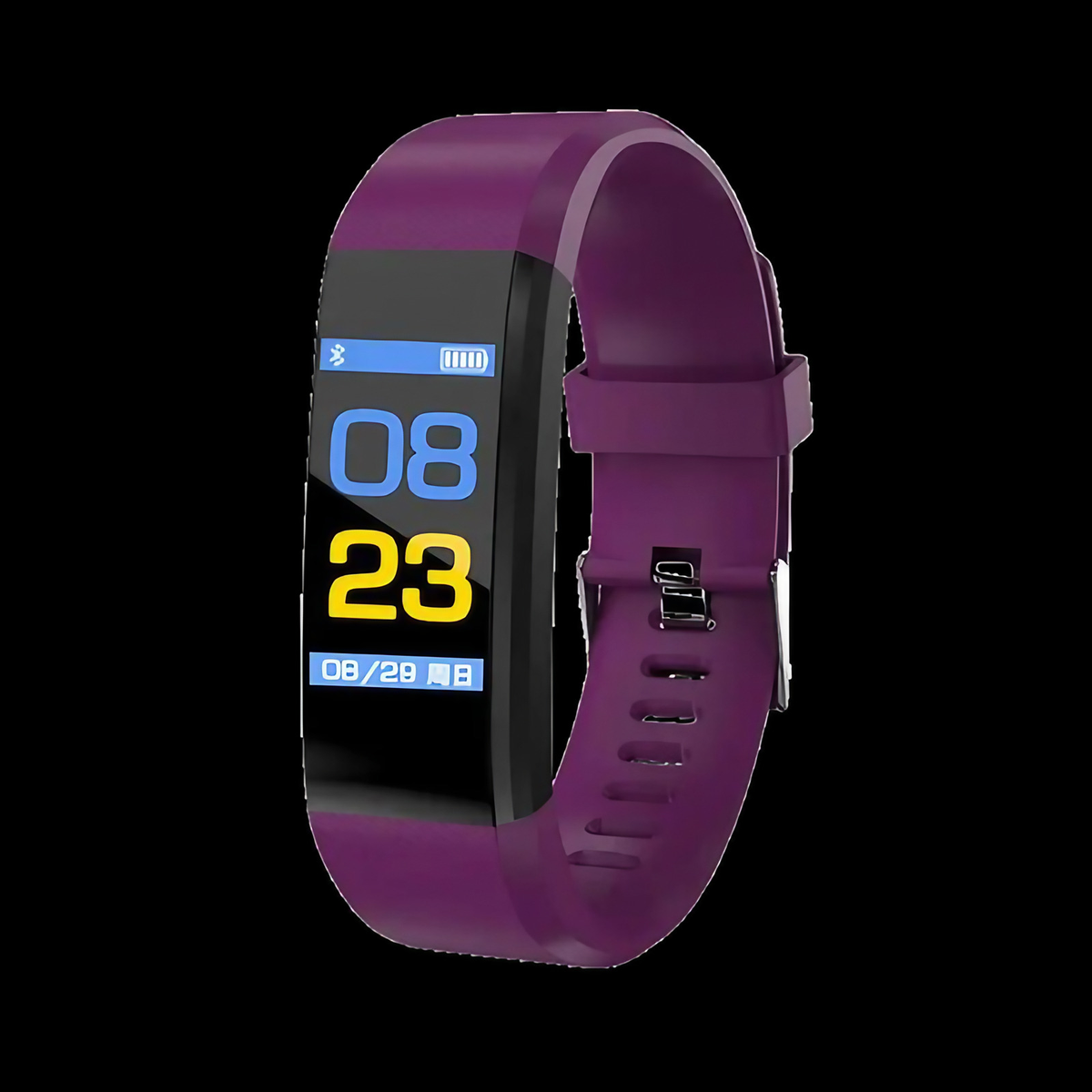 Montre connectée seniors à grand écran LED, recharge USB, violet