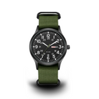 Montre militaire homme étanche 10 bar, cadran lumineux, vert et noir