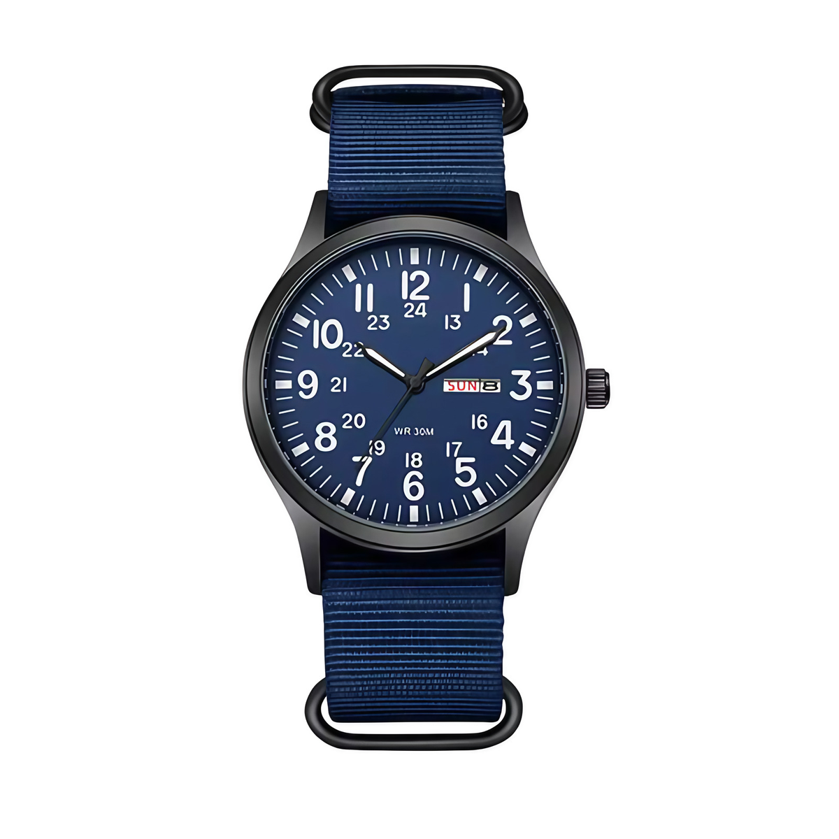 Montre militaire homme étanche 10 bar, cadran lumineux, bleu