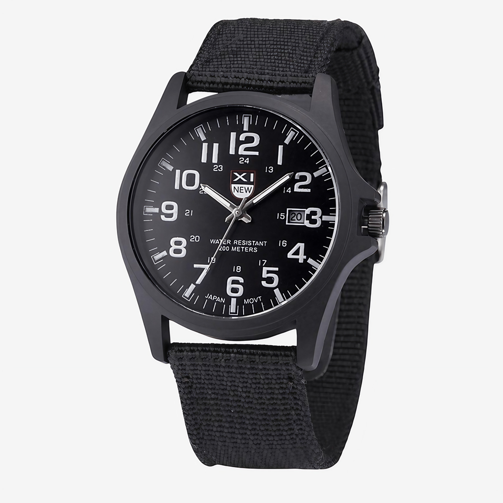 Montre outdoor homme étanche 50 m, boîtier 45 mm, chronomètre, noir
