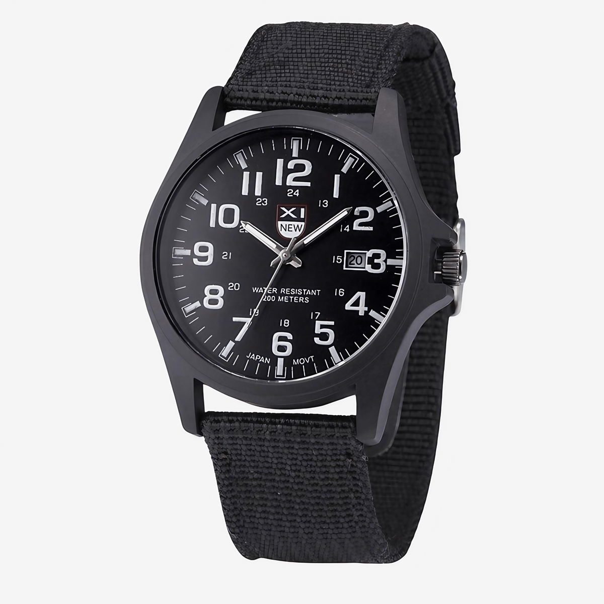 Montre outdoor homme étanche 50 m, boîtier 45 mm, chronomètre, noir
