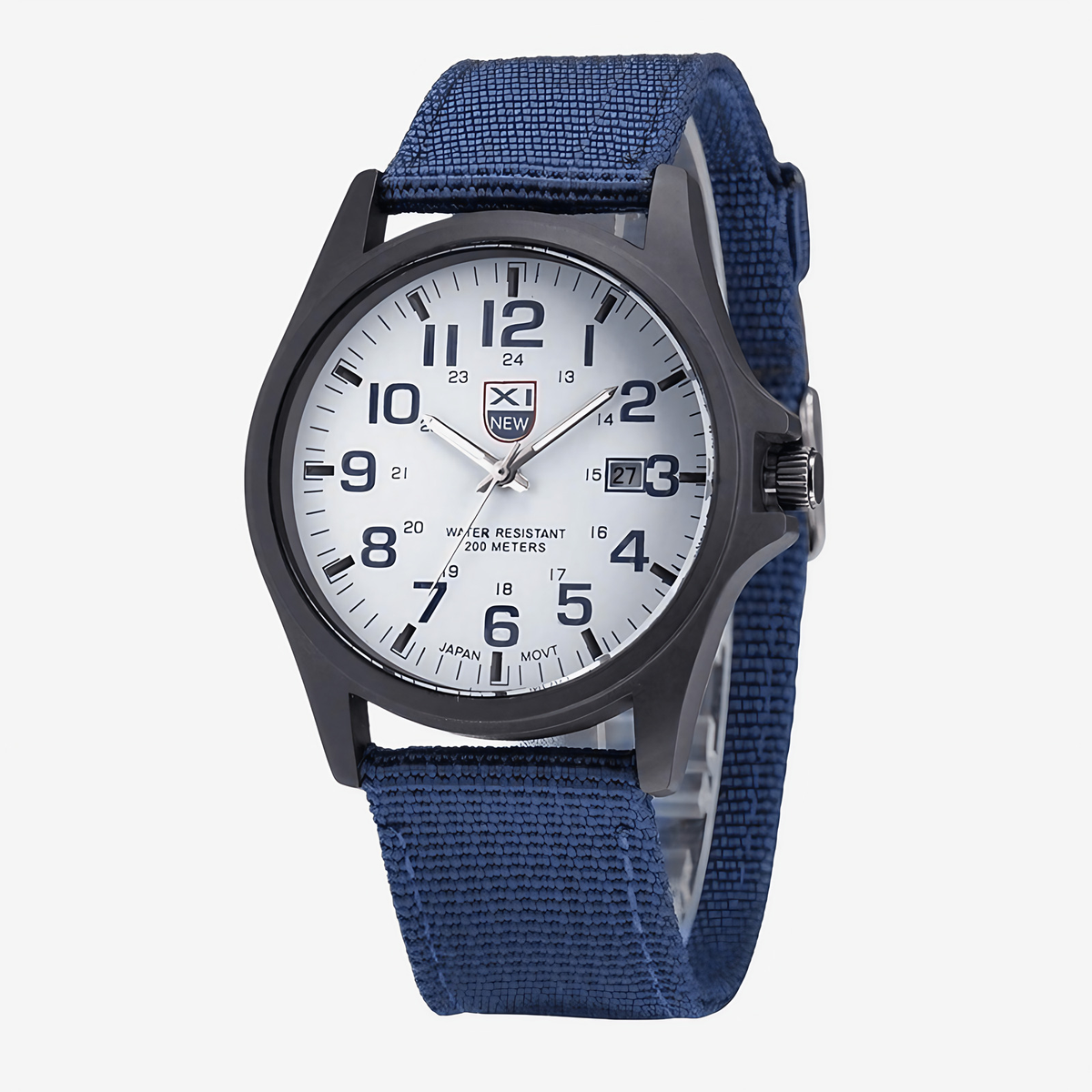 Montre outdoor homme étanche 50 m, boîtier 45 mm, chronomètre, bleu