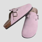 Mules mixtes à boucle réglable et semelle ergonomique, rose