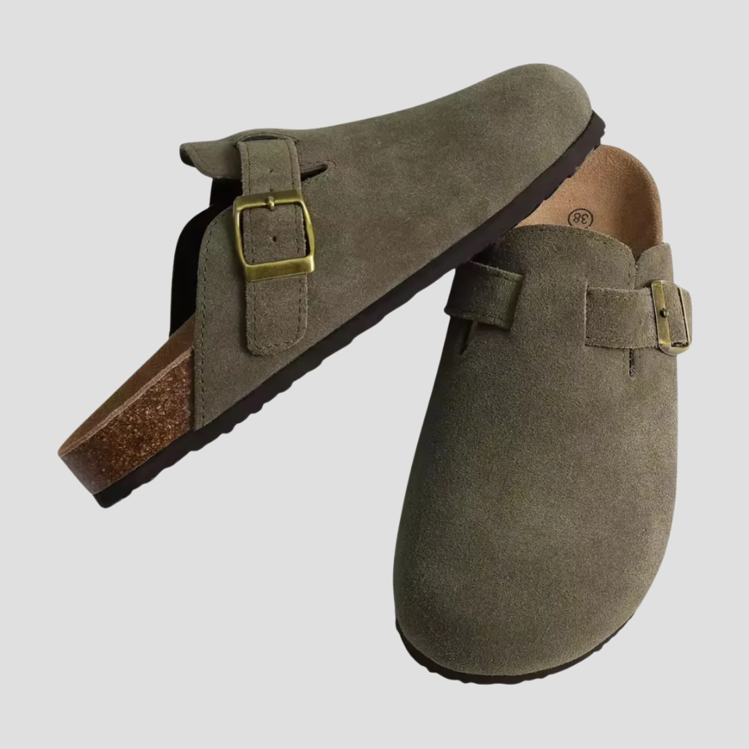 Mules mixtes à boucle réglable et semelle ergonomique, vert