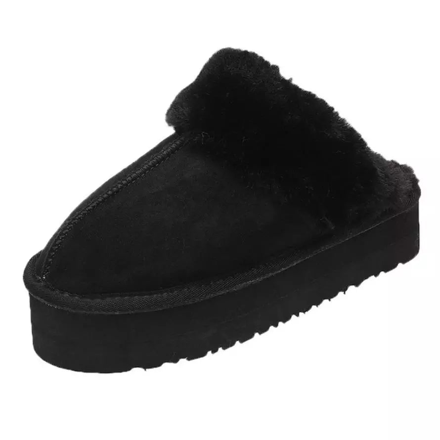 Mules chaudes femme pour l'hiver, marron ou noir, 35 au 40, noir