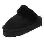 Mules chaudes femme pour l'hiver, marron ou noir, 35 au 40, noir