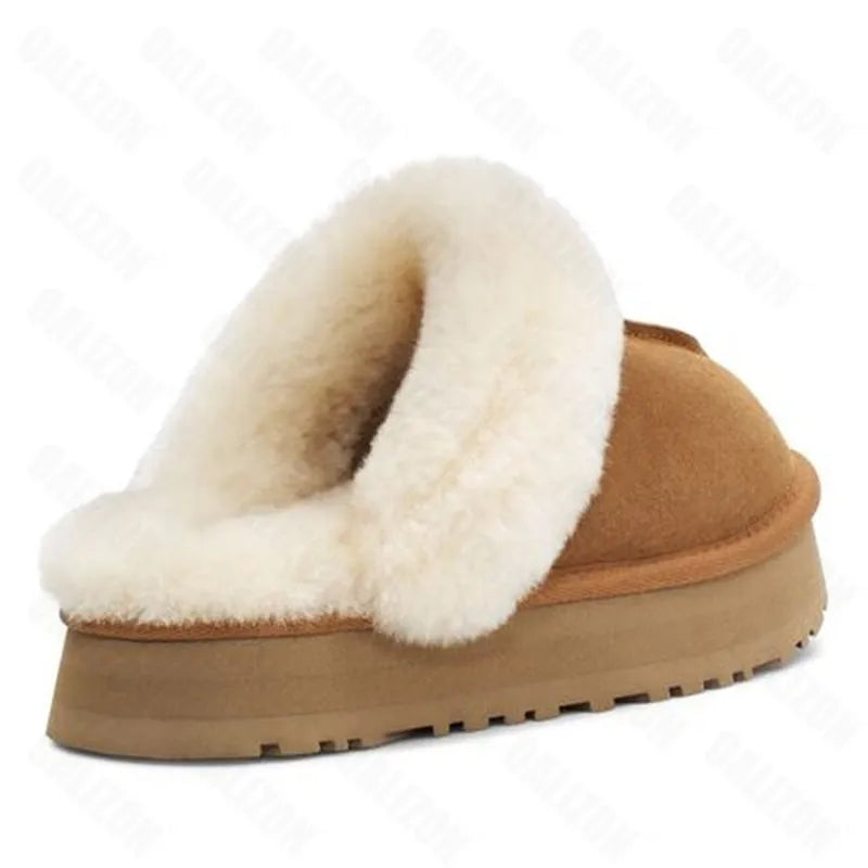 Mules chaudes femme pour l'hiver, marron ou noir, 35 au 40