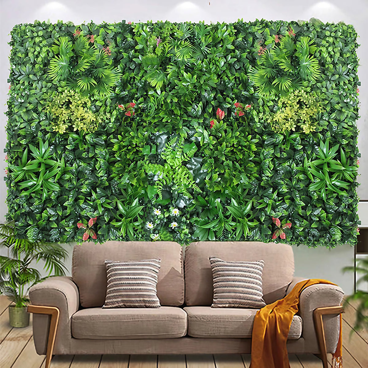Mur végétal artificiel, panneau de 50 x 50 cm, cinq modèles