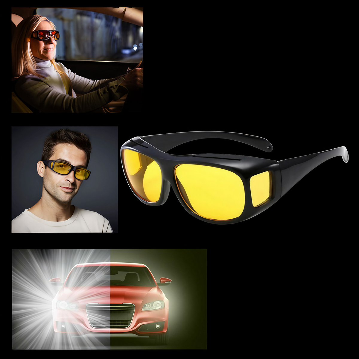 Lunettes de conduite de nuit homme, anti-éblouissement, 3 coloris