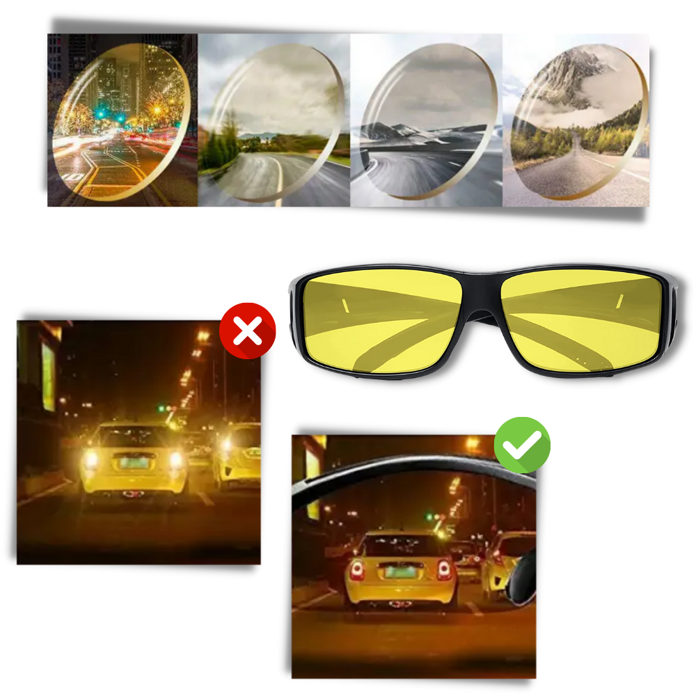 Lunettes de conduite de nuit homme, anti-éblouissement, 3 coloris