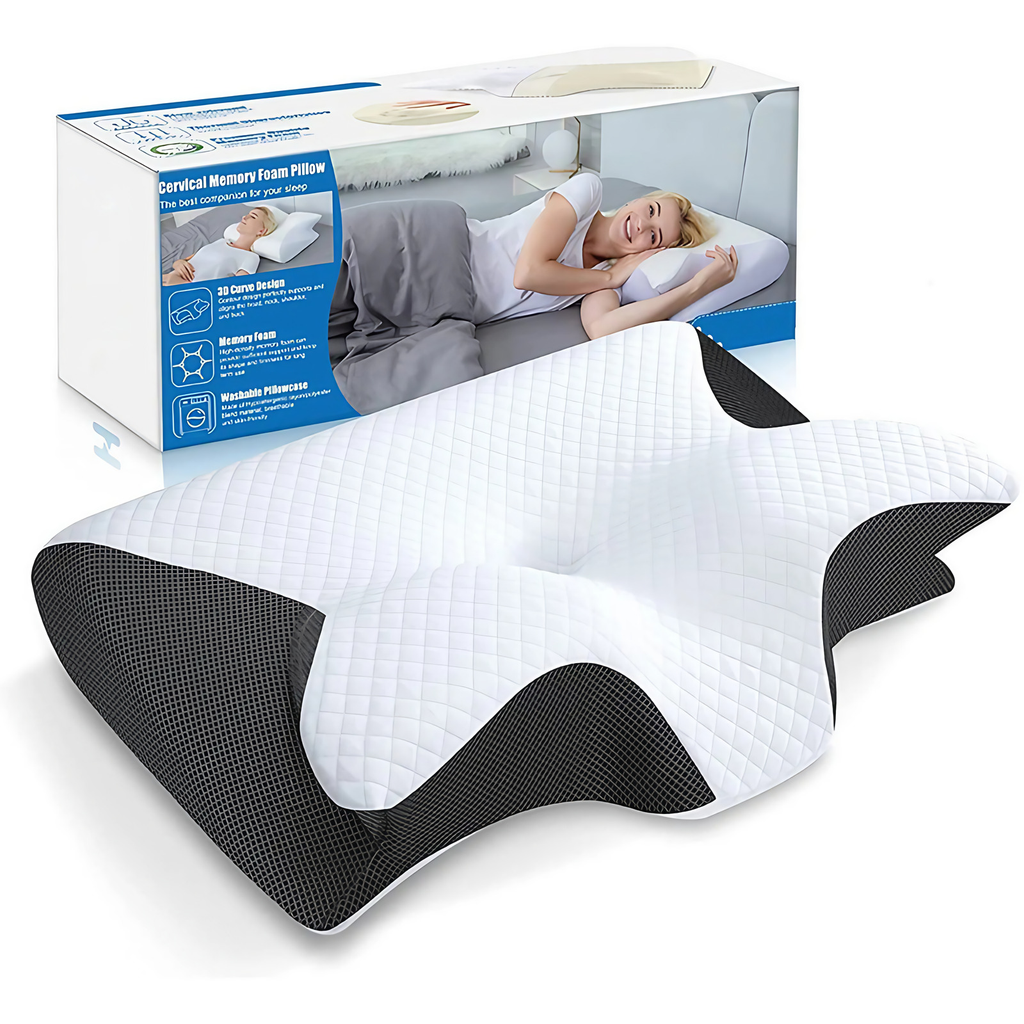 Oreiller cervical ergonomique en mousse à mémoire de forme, noir