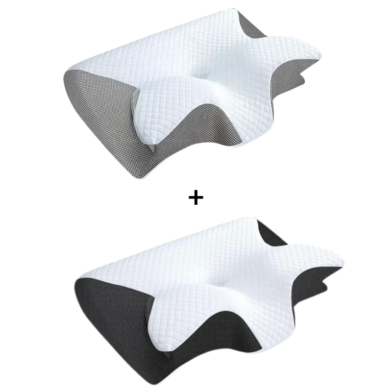 Oreiller cervical ergonomique en mousse à mémoire de forme, 1 gris et 1 noir