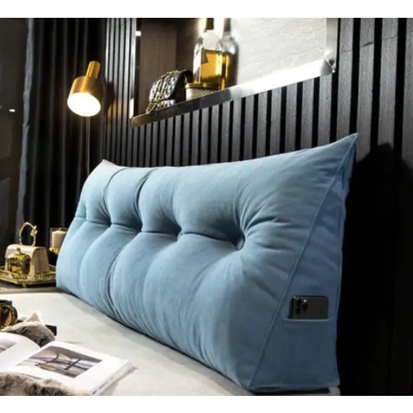 Oreiller compensé en peluche, garnissage coton, trois longueurs, bleu