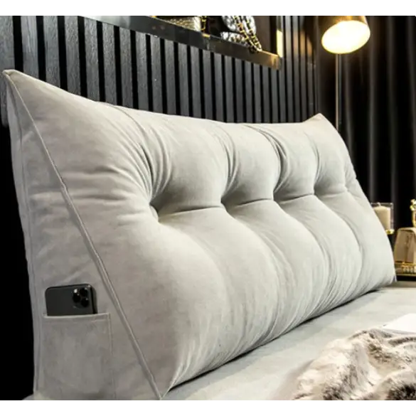 Oreiller compensé en peluche, garnissage coton, trois longueurs, gris