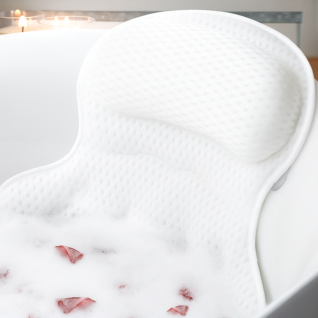 Coussin de baignoire en mesh respirant, à ventouses, 35 x 20 cm