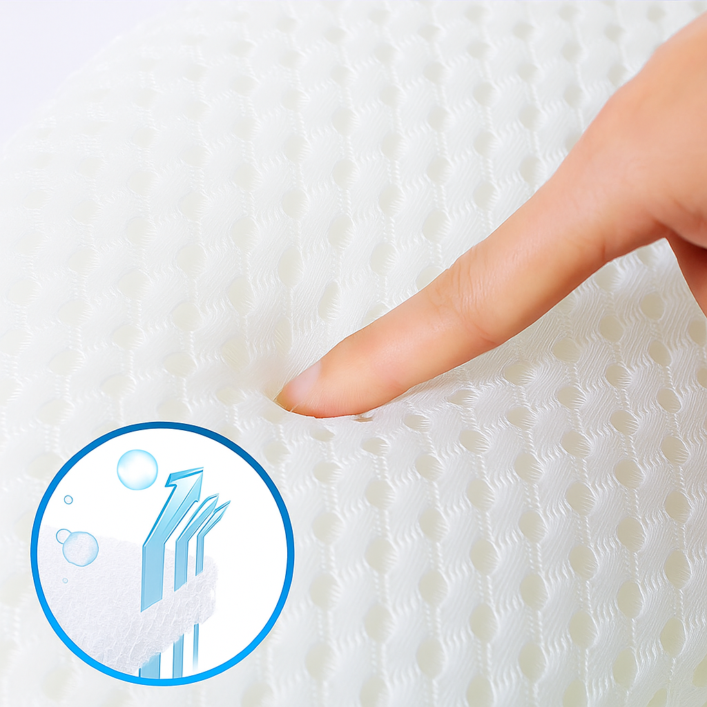 Coussin de baignoire en mesh respirant, à ventouses, 35 x 20 cm