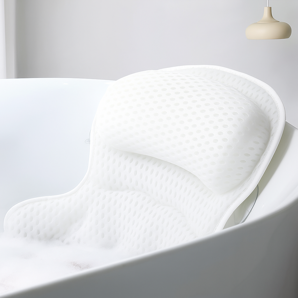 Coussin de baignoire en mesh respirant, à ventouses, 35 x 20 cm