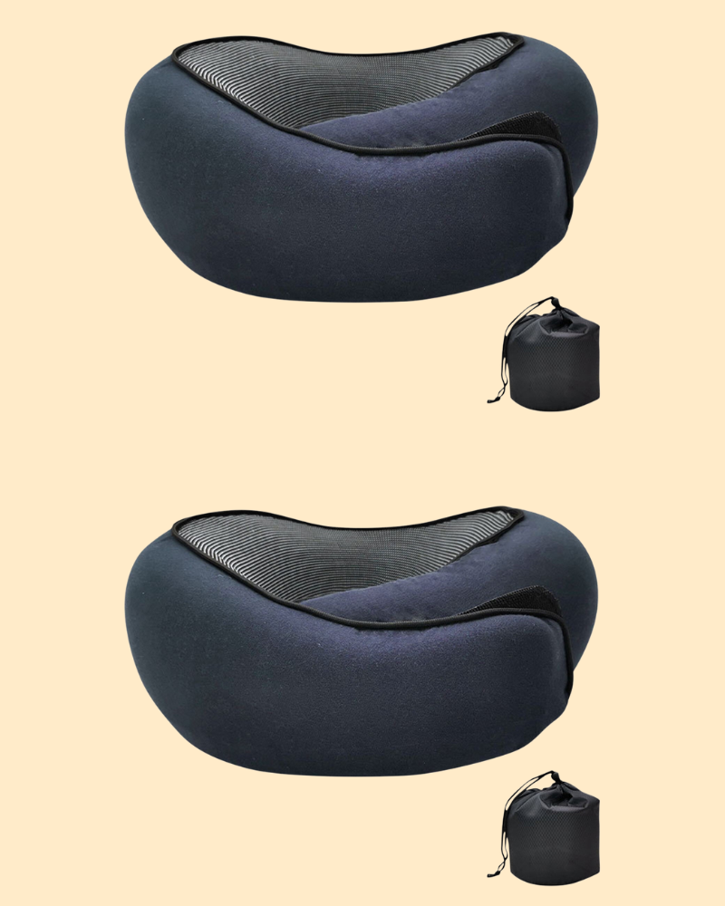 Coussin cervical de voyage en mousse à mémoire de forme, bleu