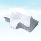 Oreiller ergonomique à mémoire de forme, mousse haute densité, gris